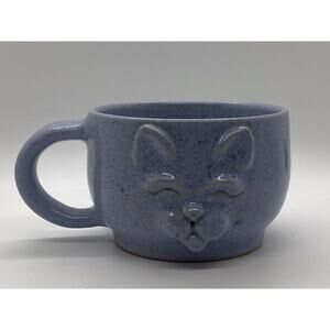 Studio Art Pottery Light Blue 3D Cat Mug, Handmade Pottery Artist Signed Vanik